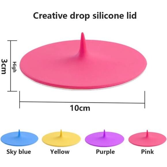 Silicone Cup Covers (Set of 4) ，Multicolored Silicone Lids for Mugs, Cups, Tea - Picture 2 of 7